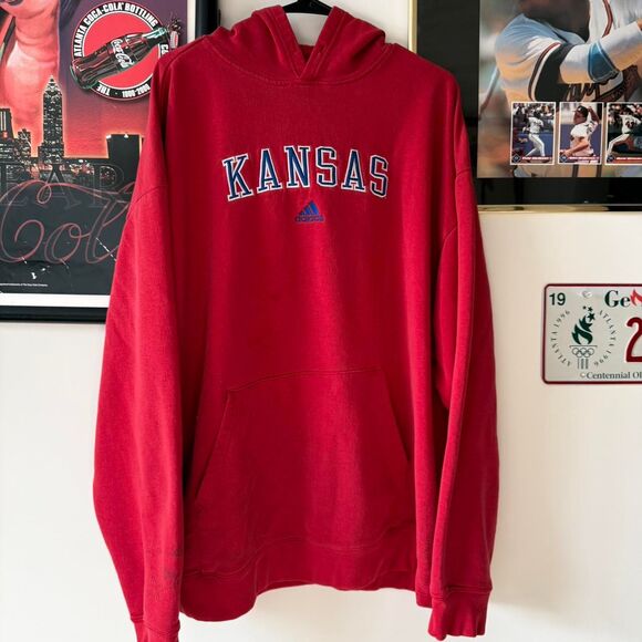 Y2K Adidas Kansas Thrashed Hoodie - Picture 3 of 8